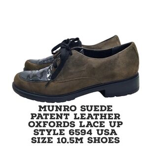Munro Suede Patent Leather Oxfords Lace Up Style 6594 USA Size 10.5M Shoes